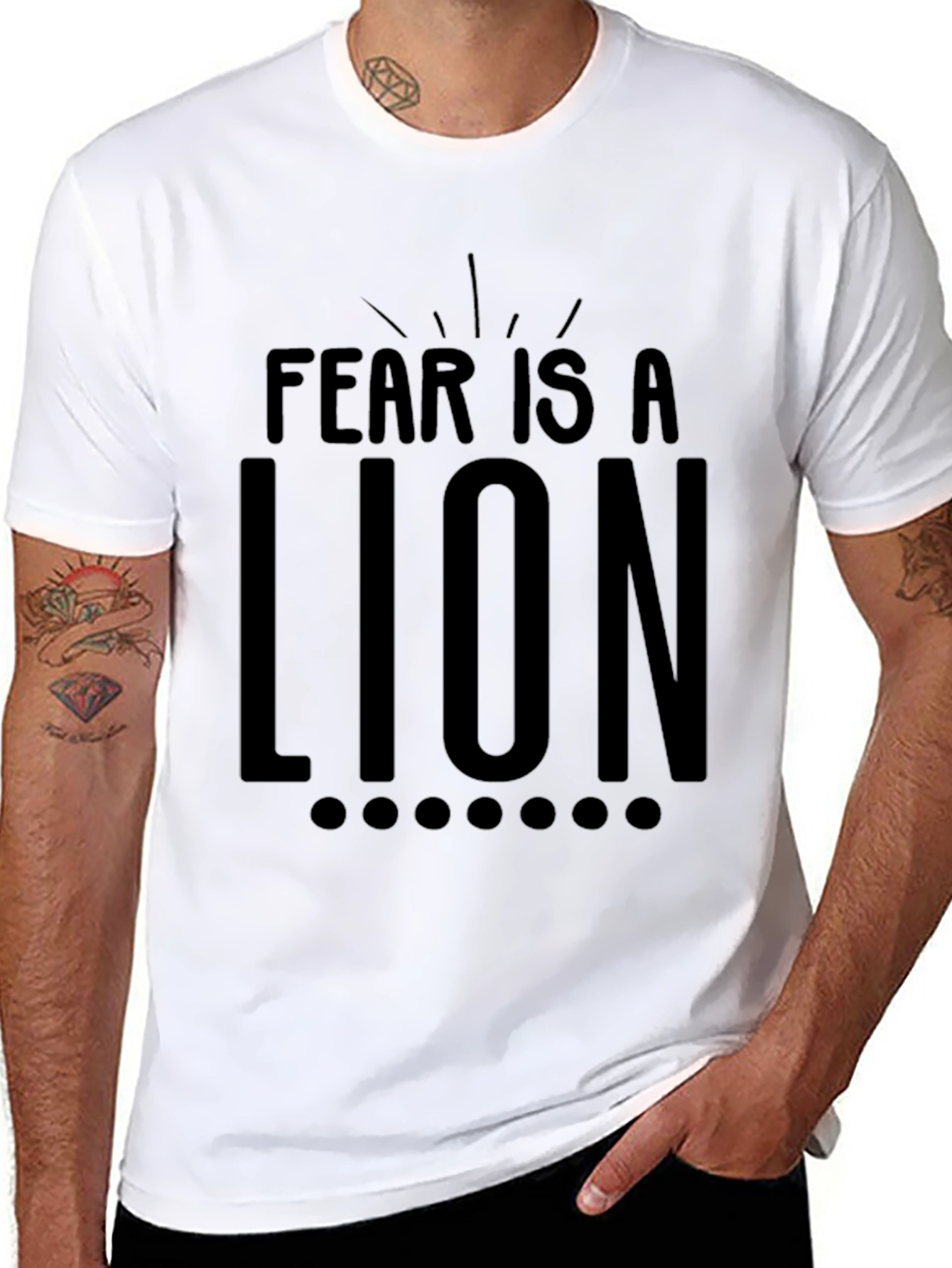 Fear Is A Lion Graphic Tee - Motivational T-Shirt