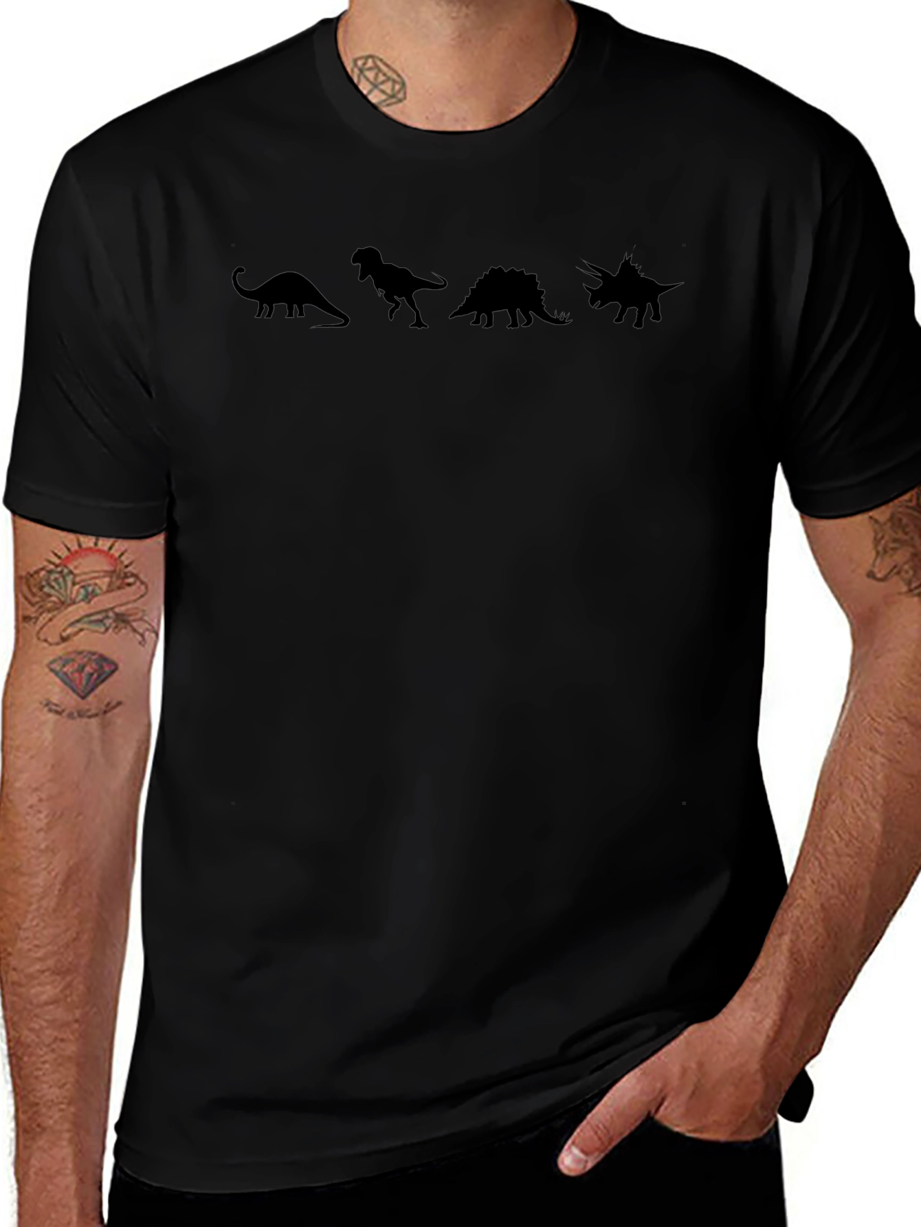 Dinosaur Silhouette Graphic Tee - Black