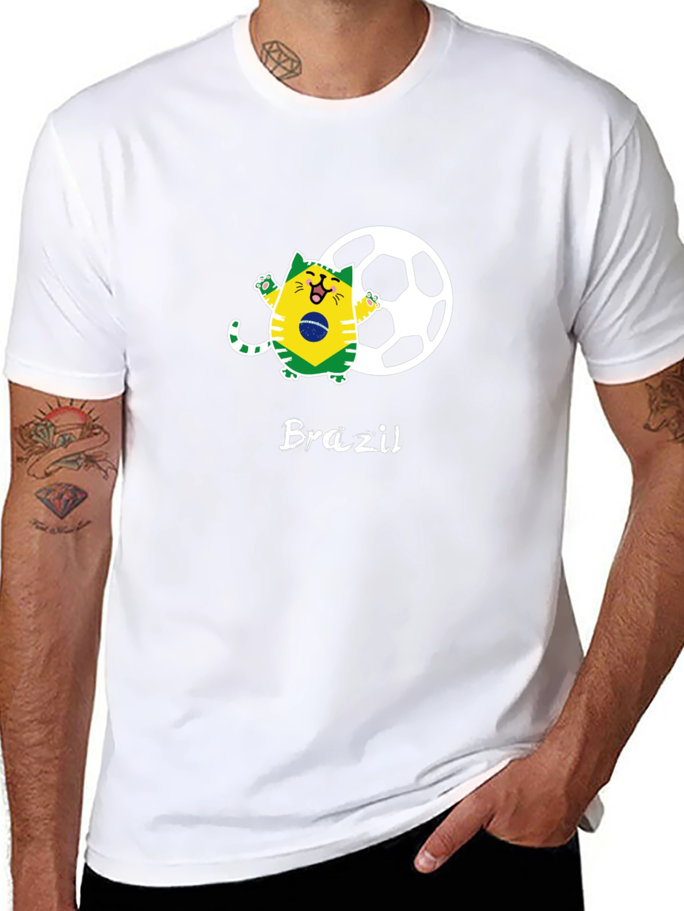 Brazil Soccer Cat Graphic Tee