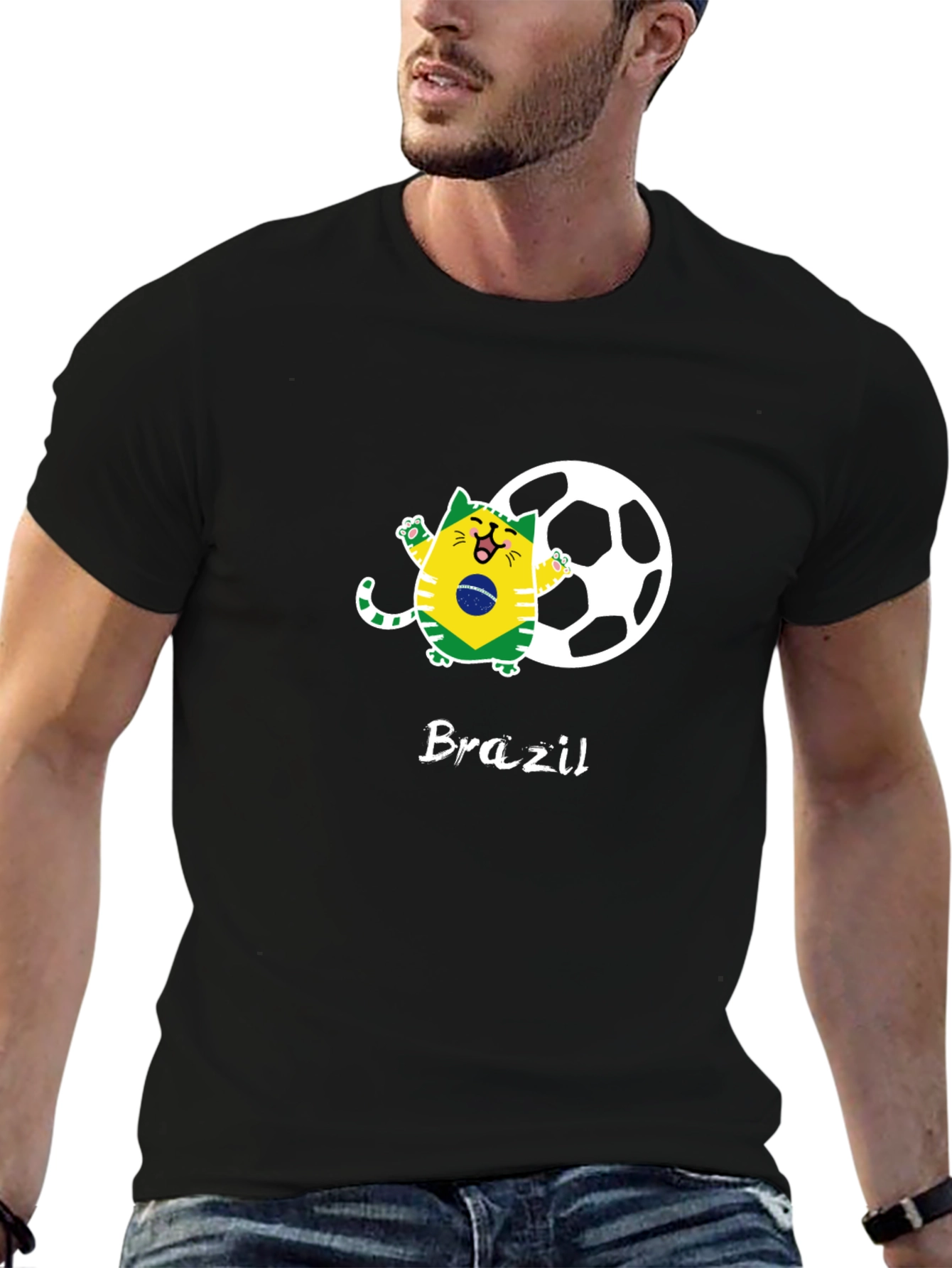 Brazil Soccer Cat Graphic Tee