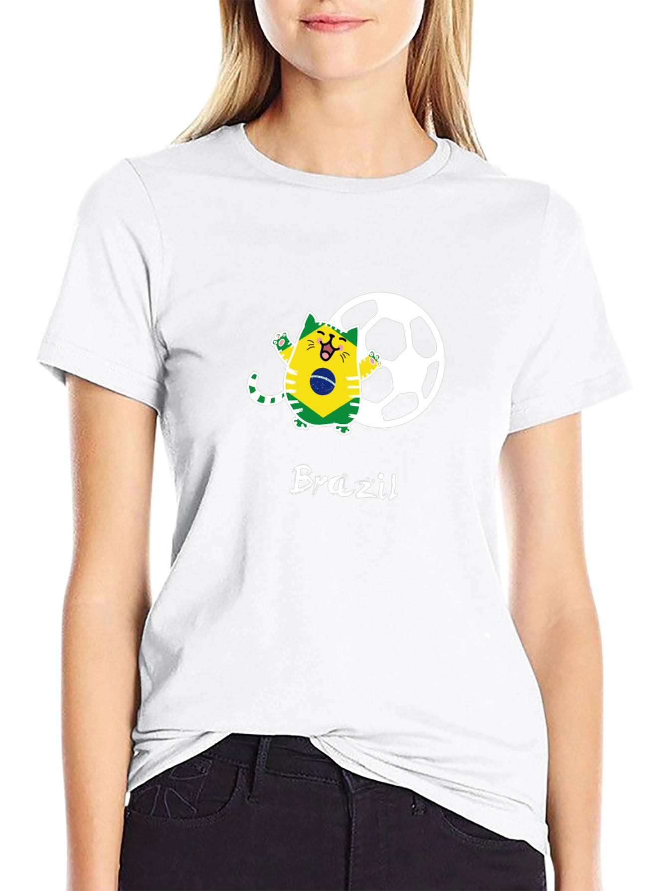 Brazil Soccer Cat Graphic Tee