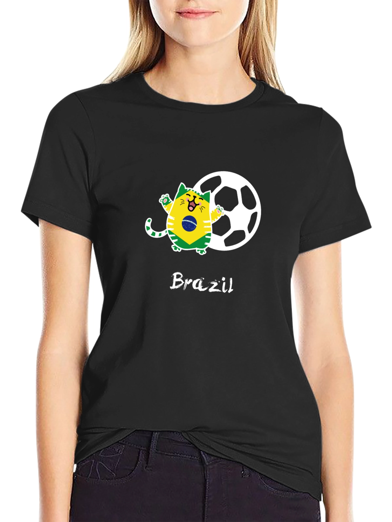 Brazil Soccer Cat Graphic Tee