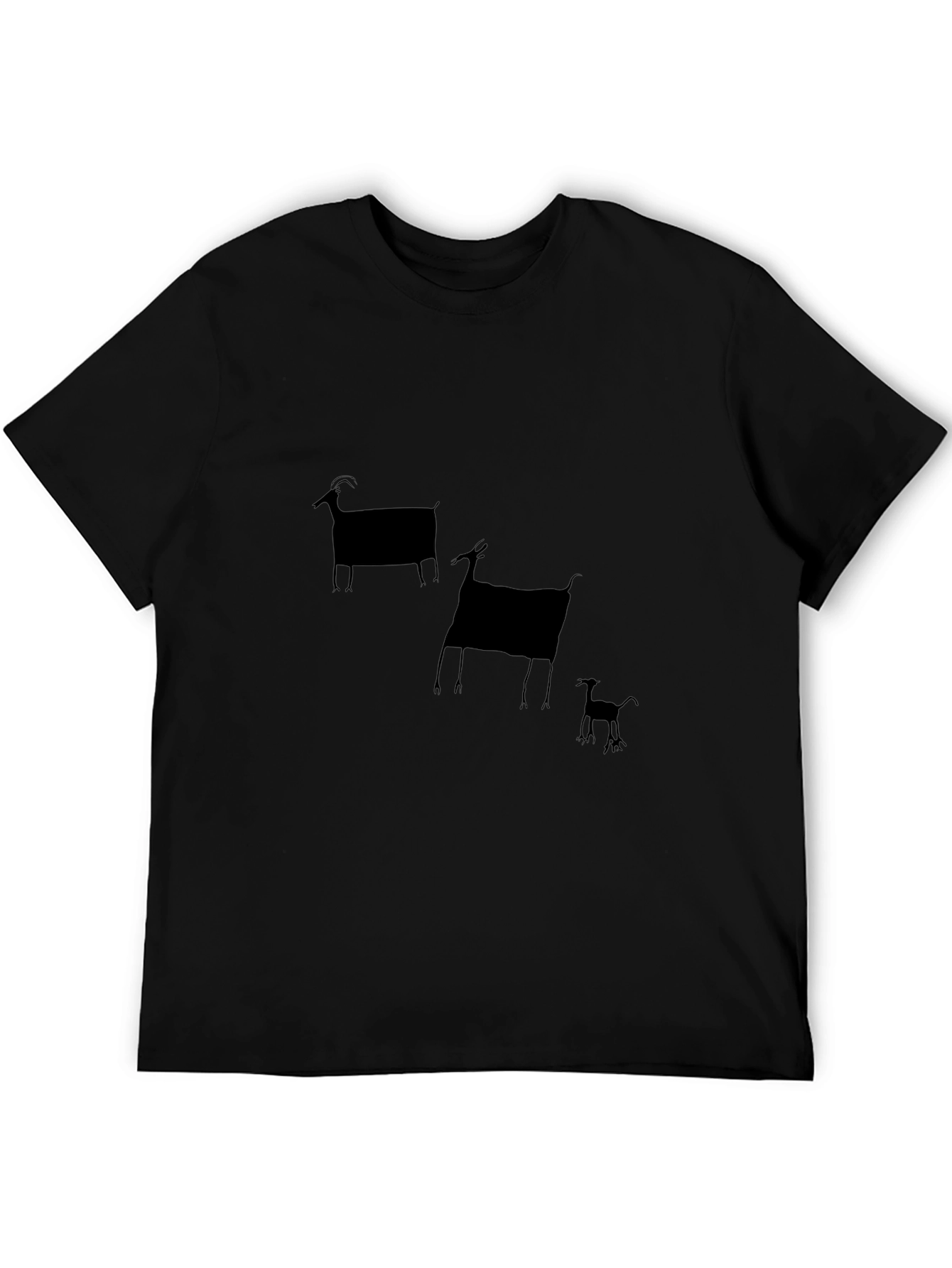 Black T-Shirt with Goat Print