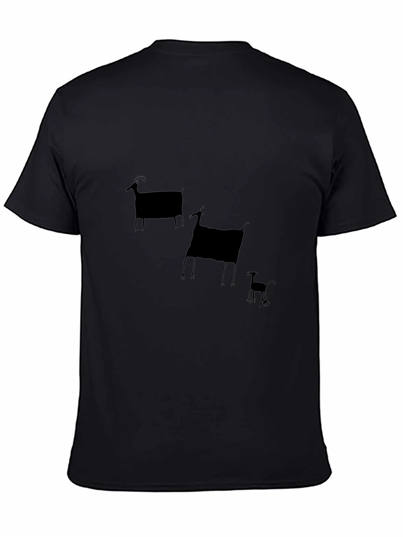 Black T-Shirt with Goat Print