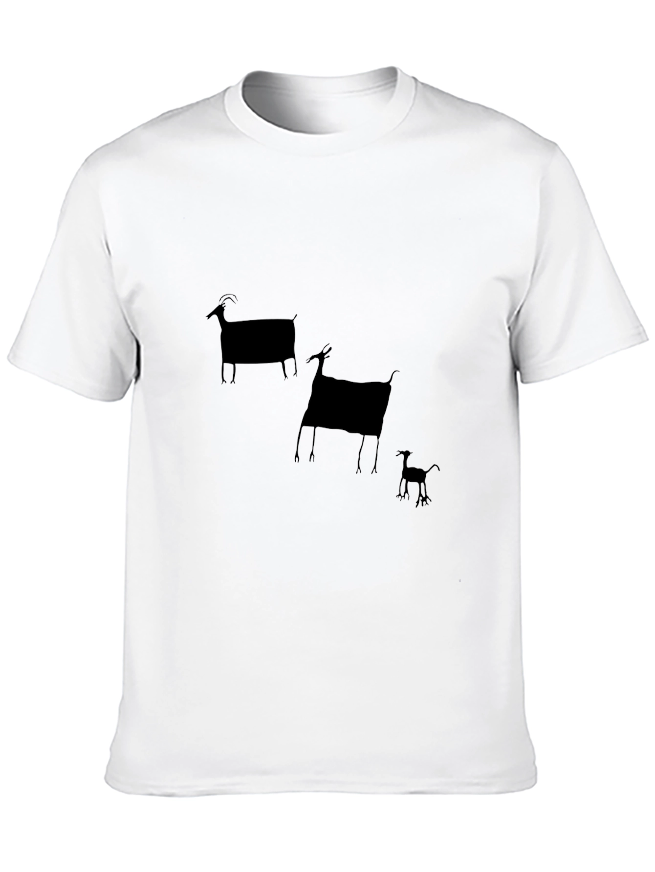 Black T-Shirt with Goat Print