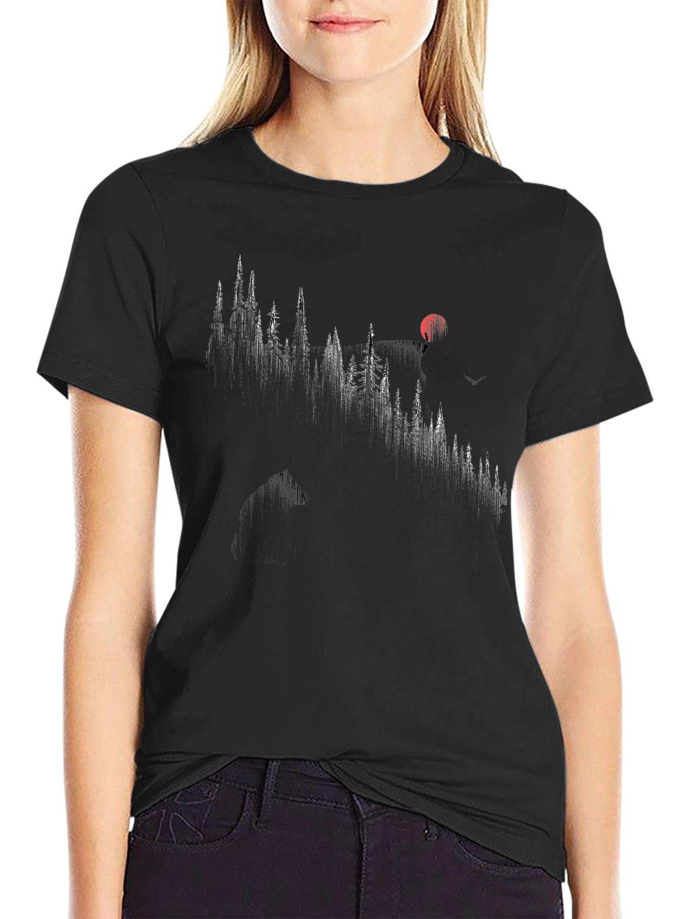 Forest Sunset Graphic Tee - Black