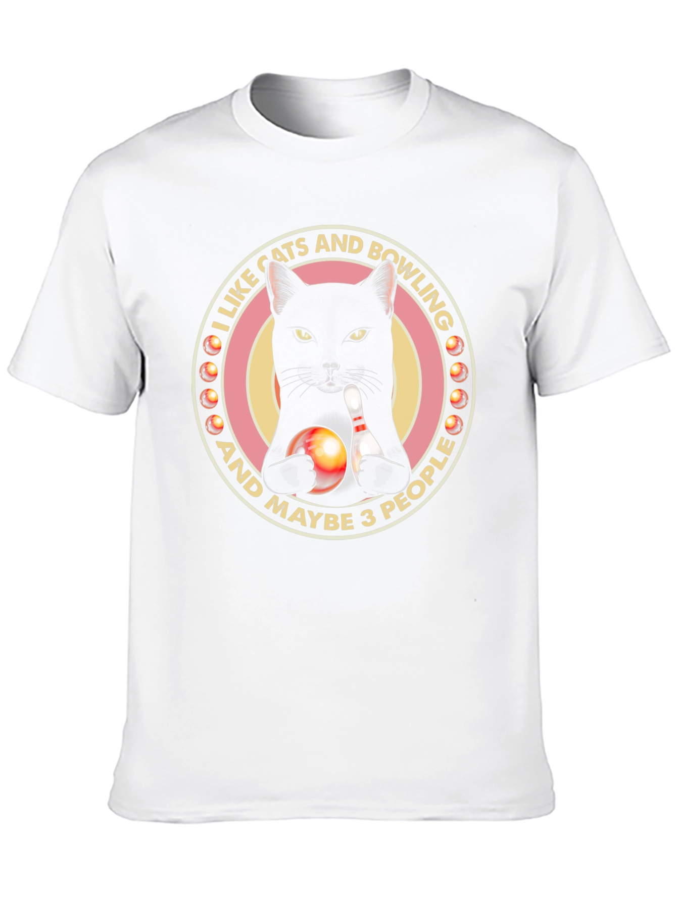 Cats & Bowling Graphic T-Shirt - Black