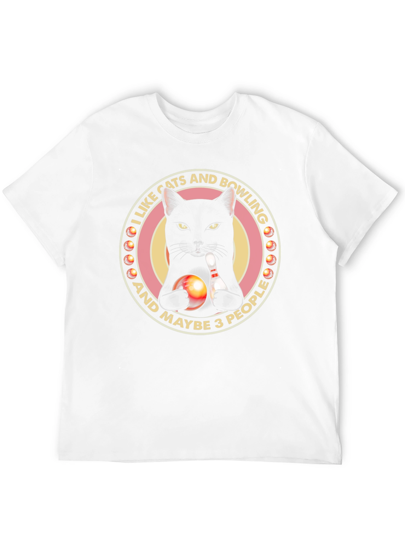 Cats & Bowling Graphic T-Shirt - Black