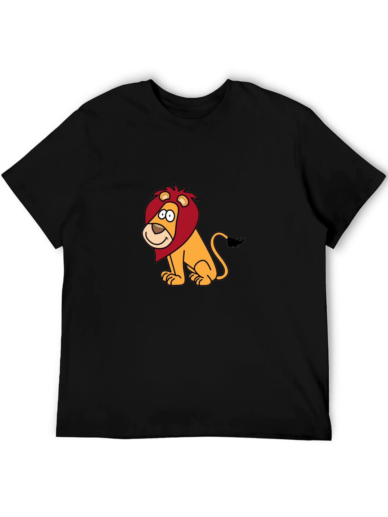 Cartoon Lion Graphic Black T-Shirt