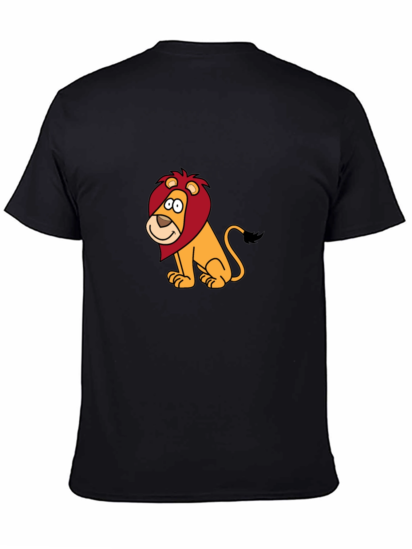 Cartoon Lion Graphic Black T-Shirt