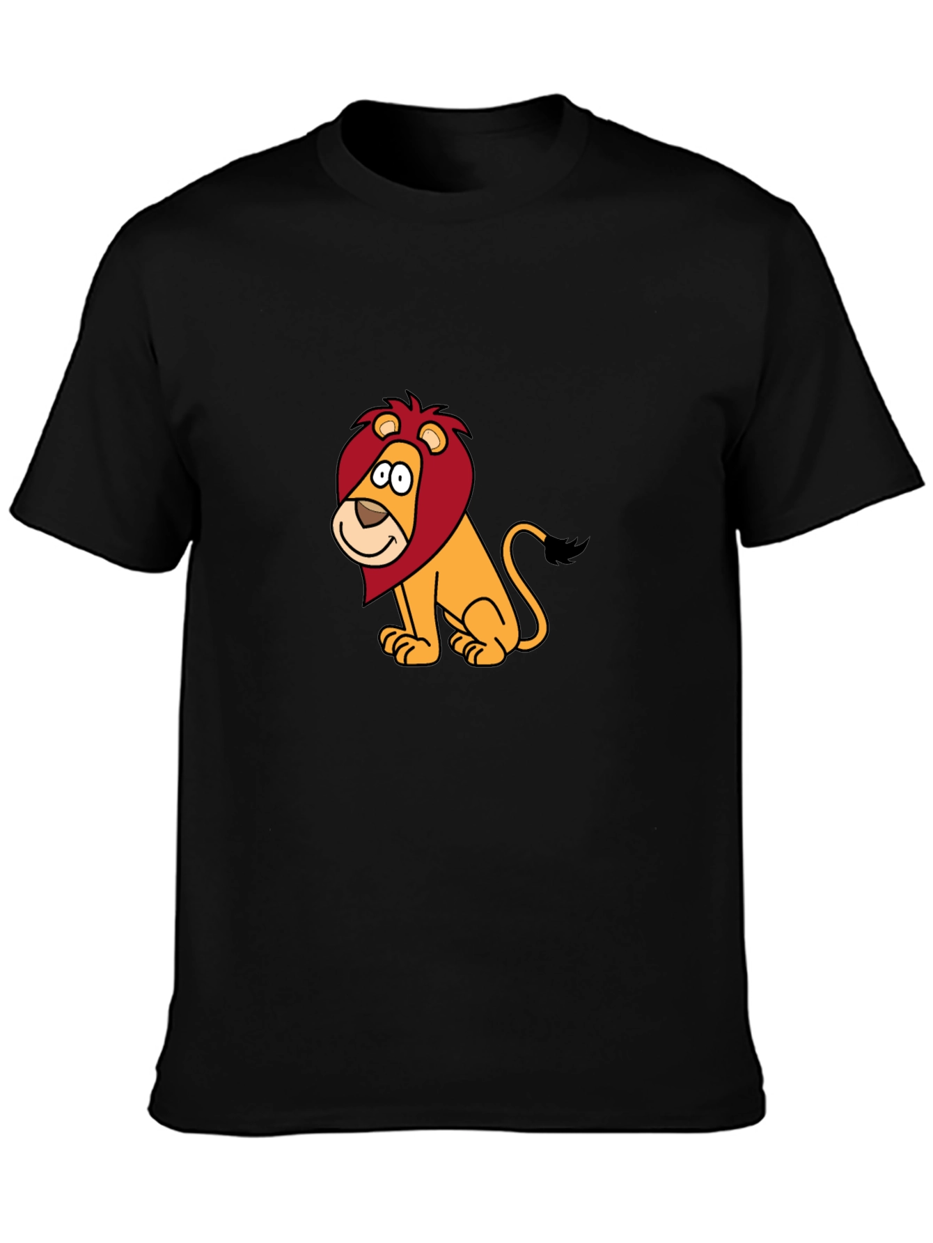 Cartoon Lion Graphic Black T-Shirt
