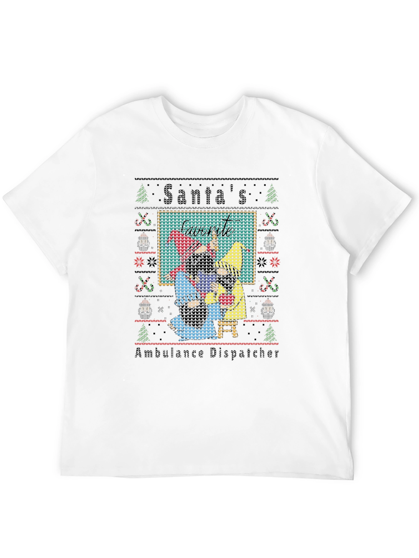 Santas Ambulance Dispatcher Ugly Christmas T-Shirt