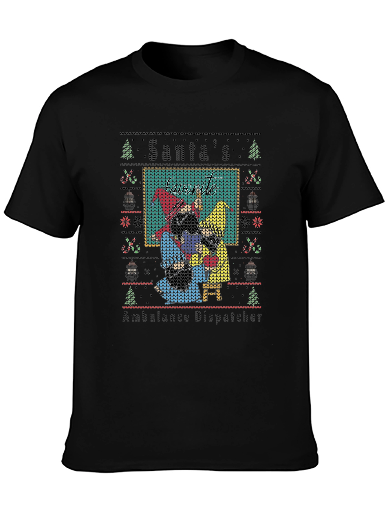 Santas Ambulance Dispatcher Ugly Christmas T-Shirt