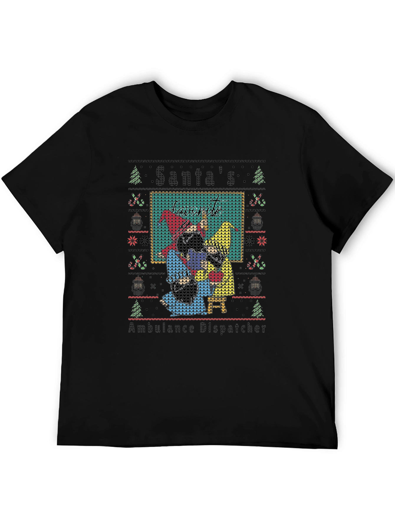 Santas Ambulance Dispatcher Ugly Christmas T-Shirt