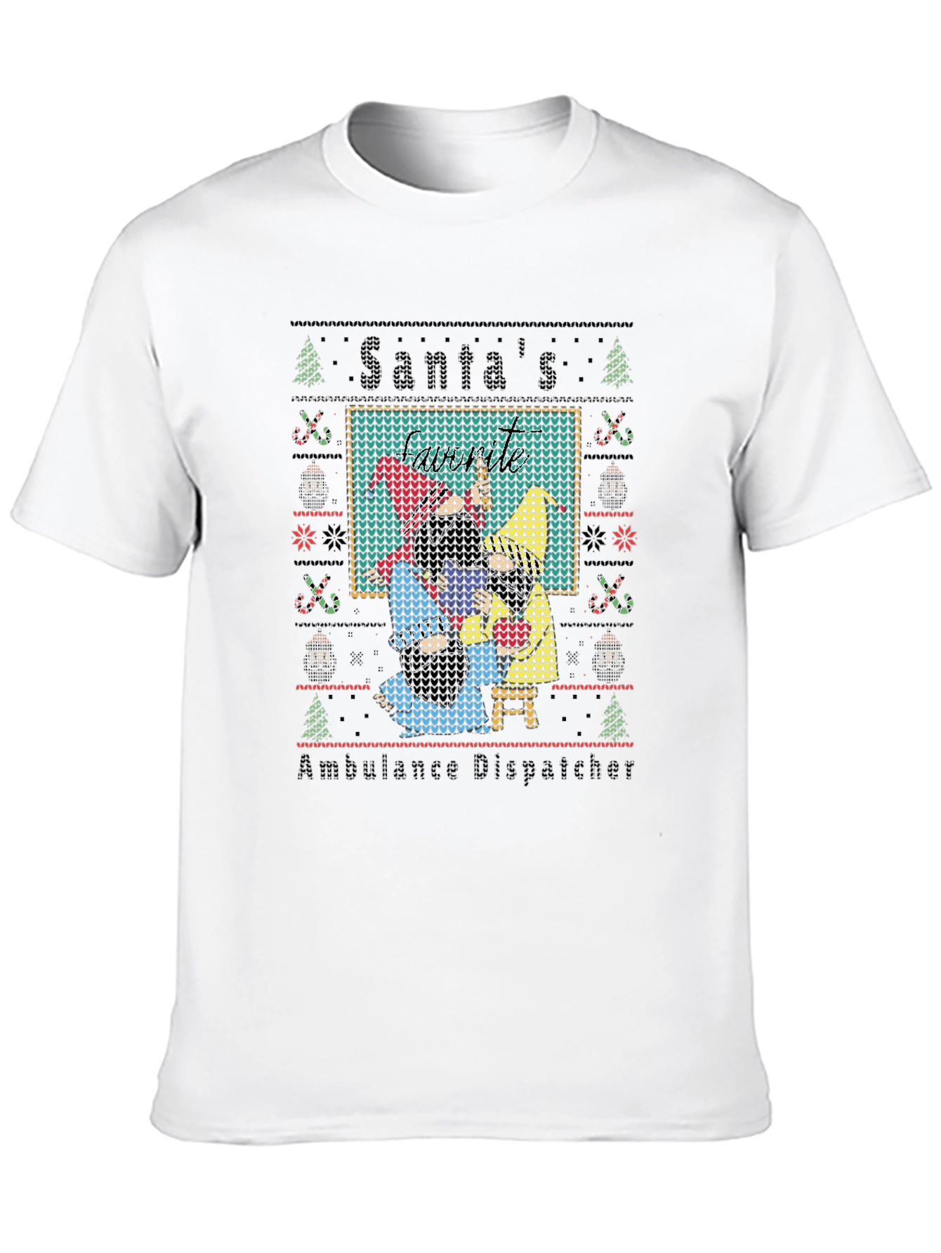Santas Ambulance Dispatcher Ugly Christmas T-Shirt