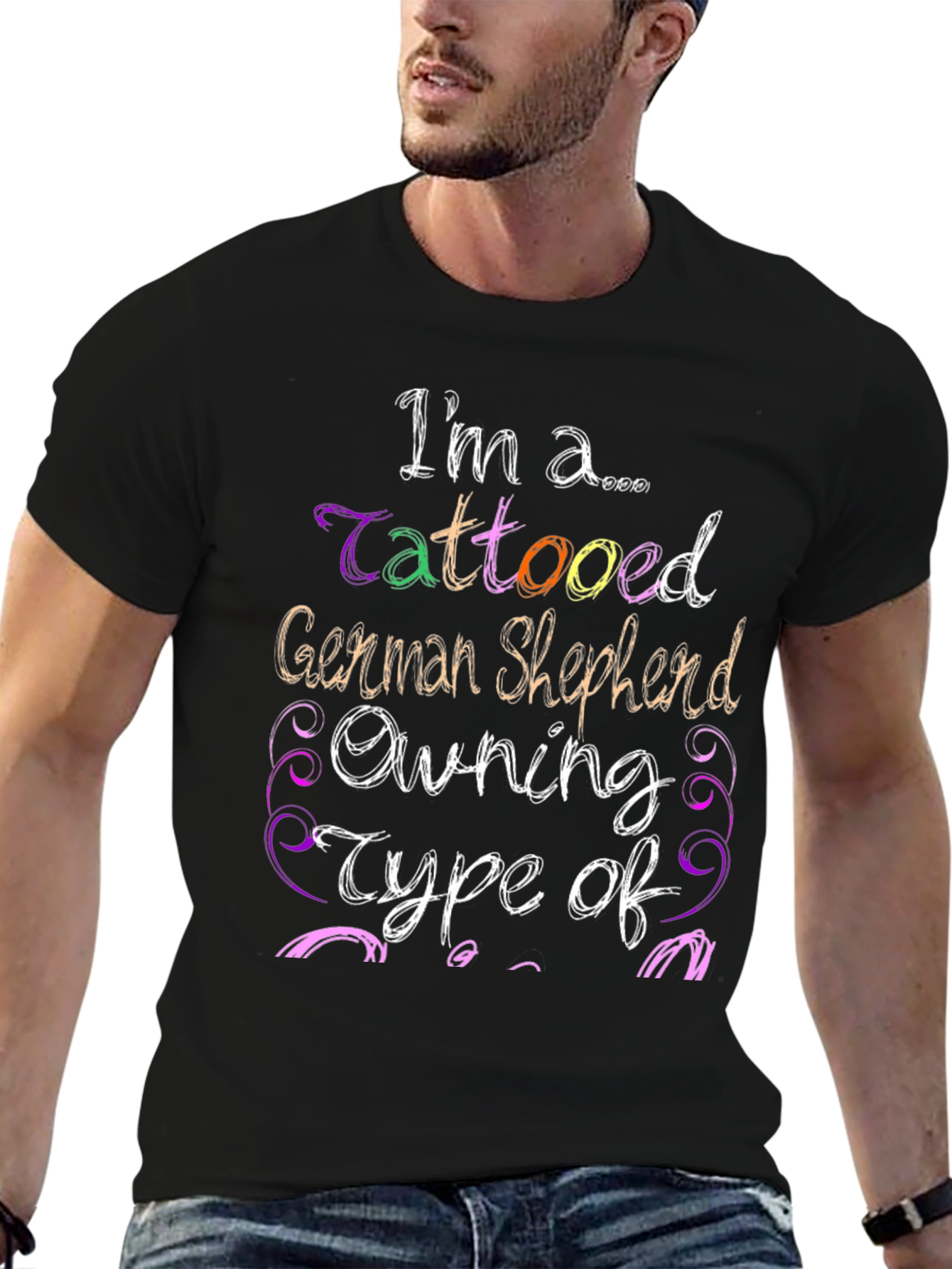 Tattooed German Shepherd Owner Black T-Shirt