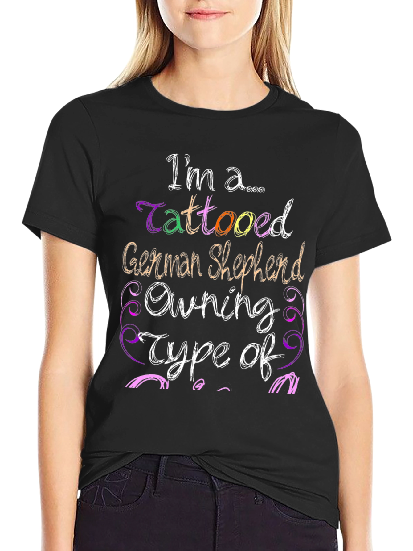 Tattooed German Shepherd Owner Black T-Shirt