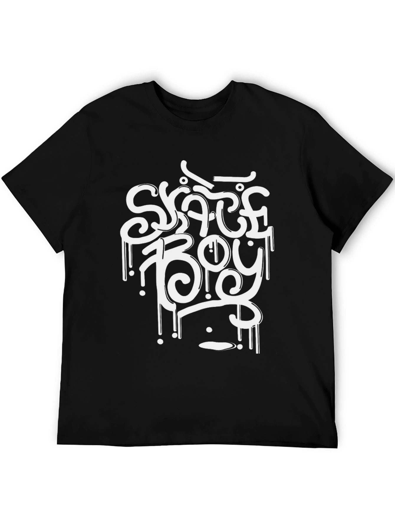 Skate Boy Graphic Tee - Black Cotton T-Shirt