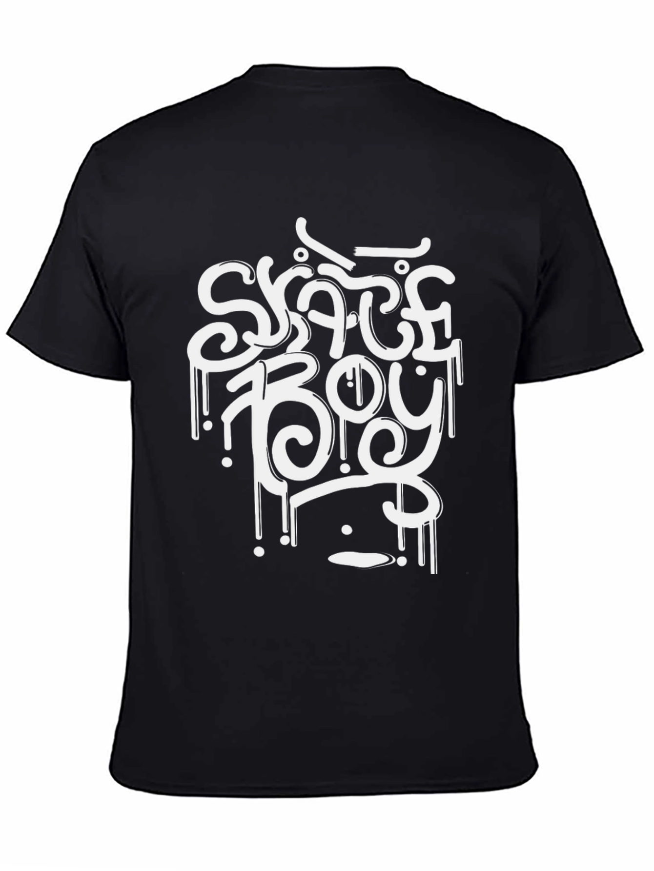 Skate Boy Graphic Tee - Black Cotton T-Shirt
