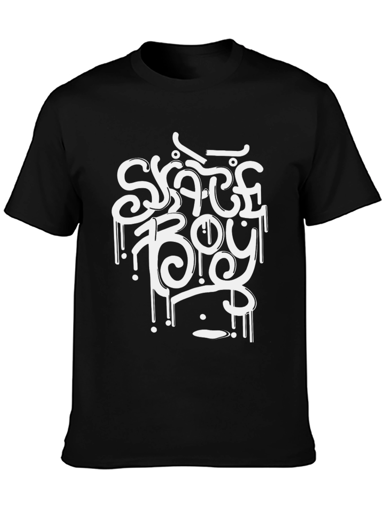 Skate Boy Graphic Tee - Black Cotton T-Shirt