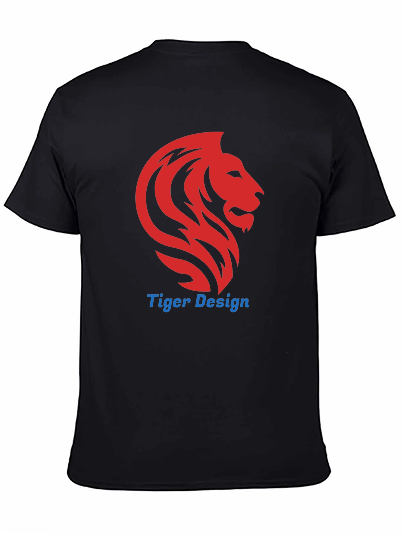 Mens Black Lion Design T-Shirt