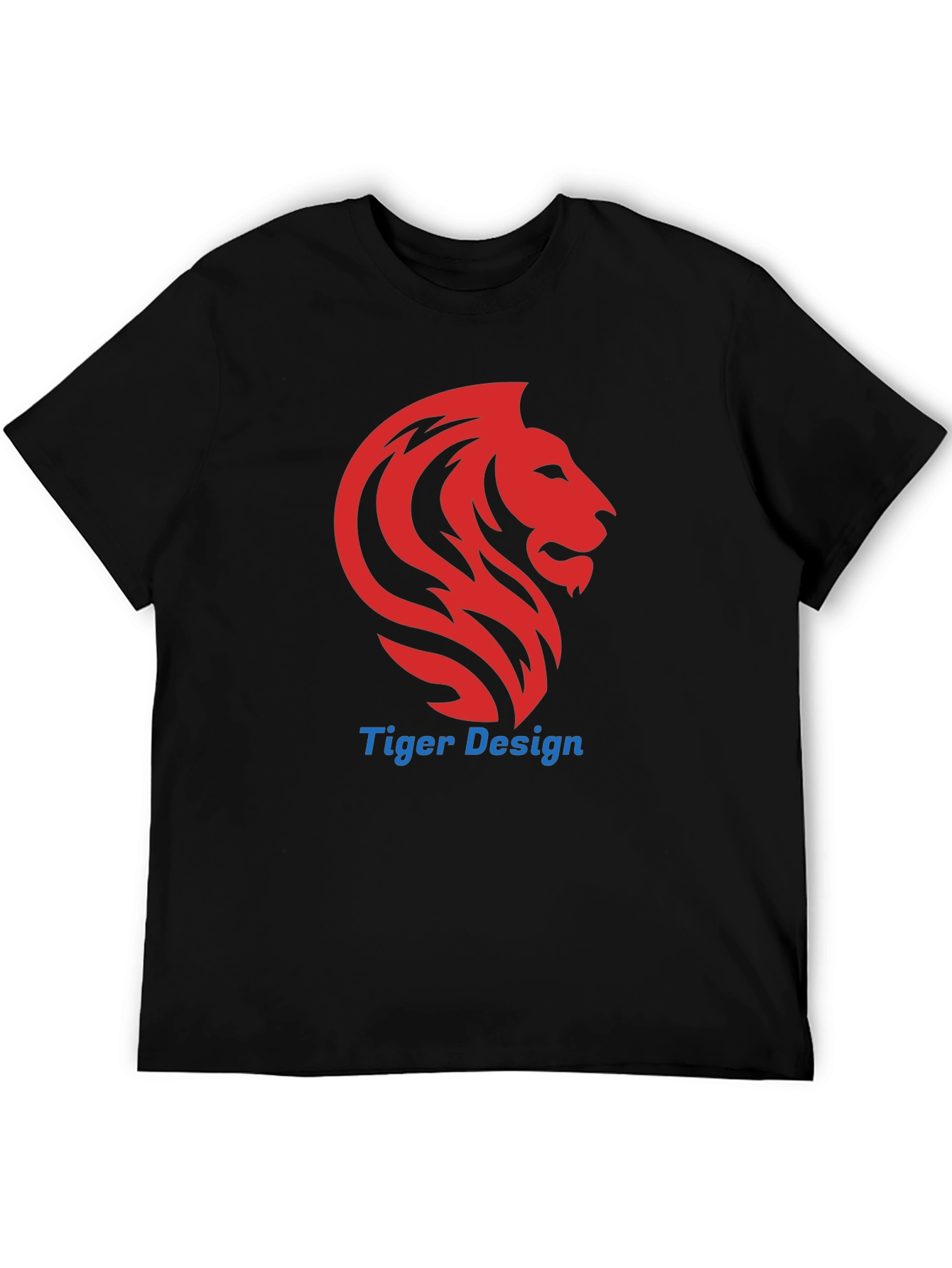 Mens Black Lion Design T-Shirt