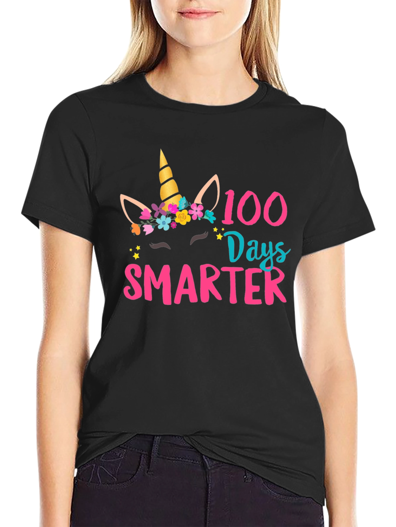 100 Days Smarter Unicorn Graphic T-Shirt