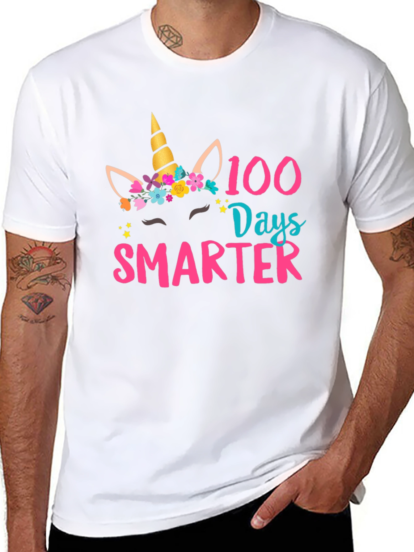 100 Days Smarter Unicorn Graphic T-Shirt