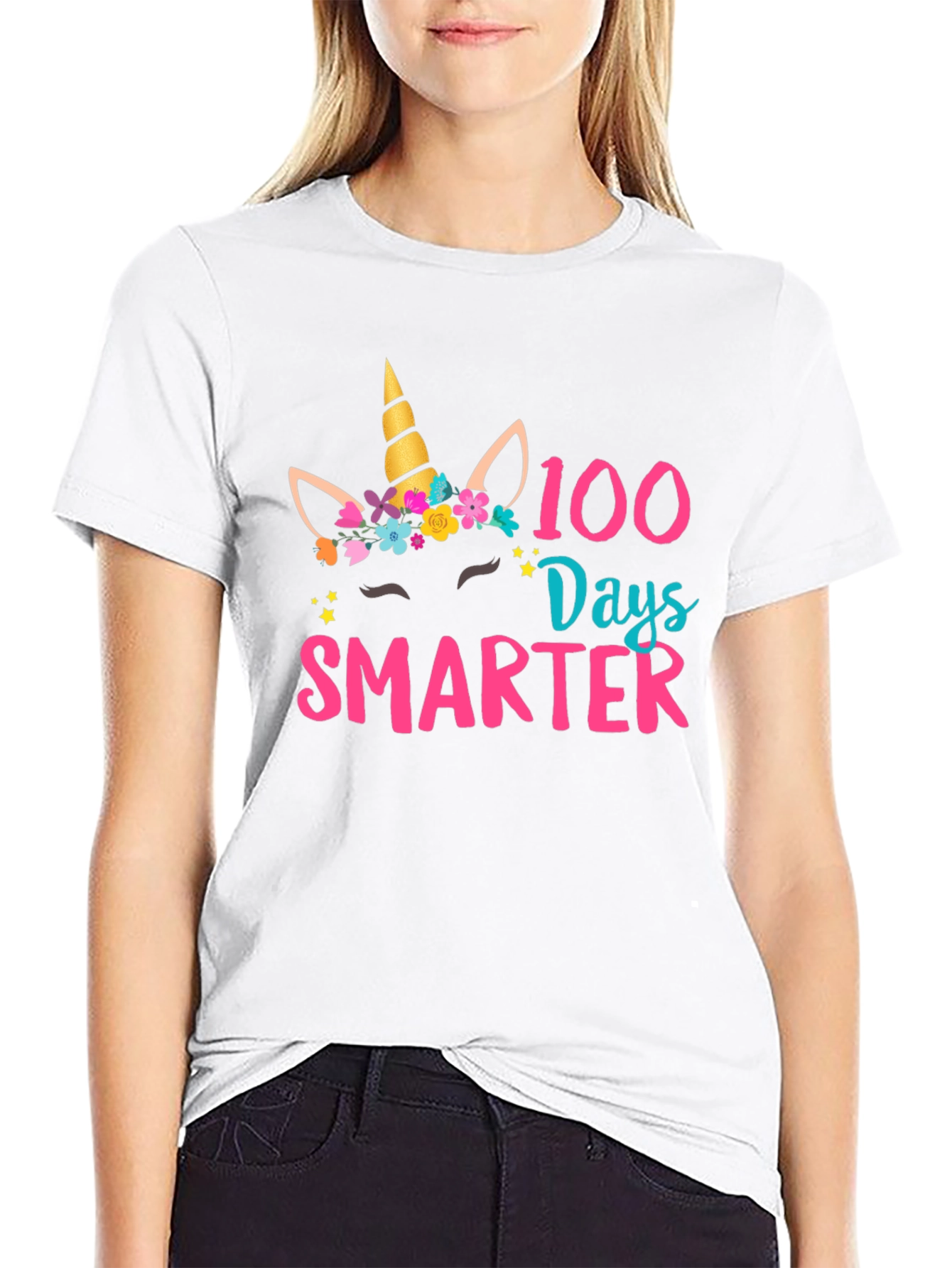 100 Days Smarter Unicorn Graphic T-Shirt