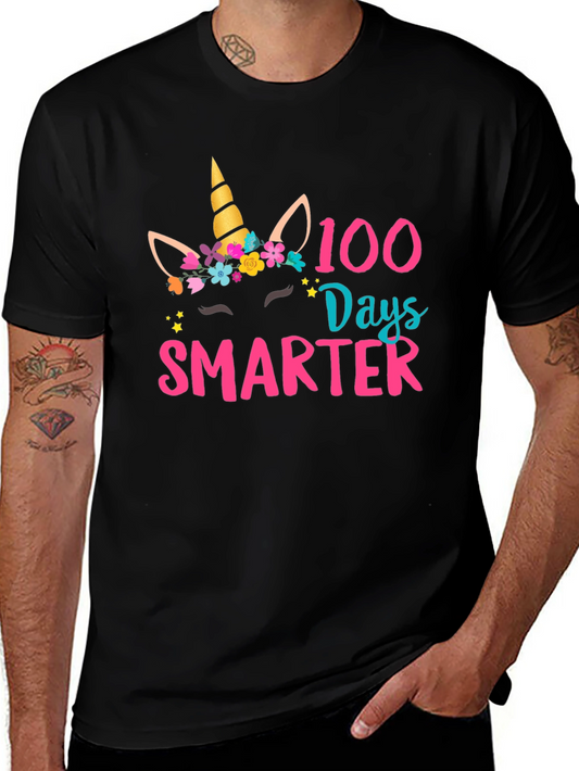 100 Days Smarter Unicorn Graphic T-Shirt