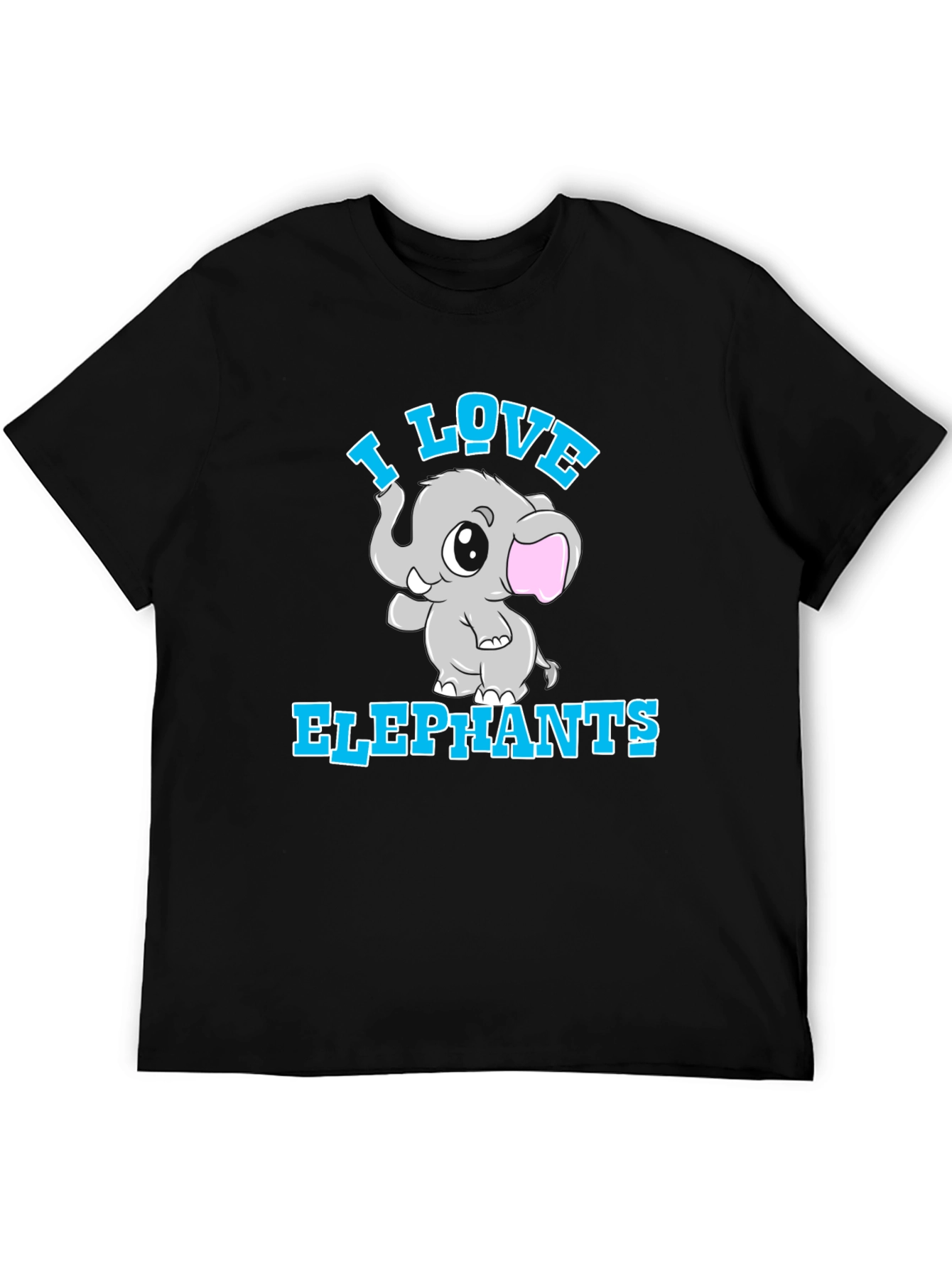 I Love Elephants Black T-Shirt