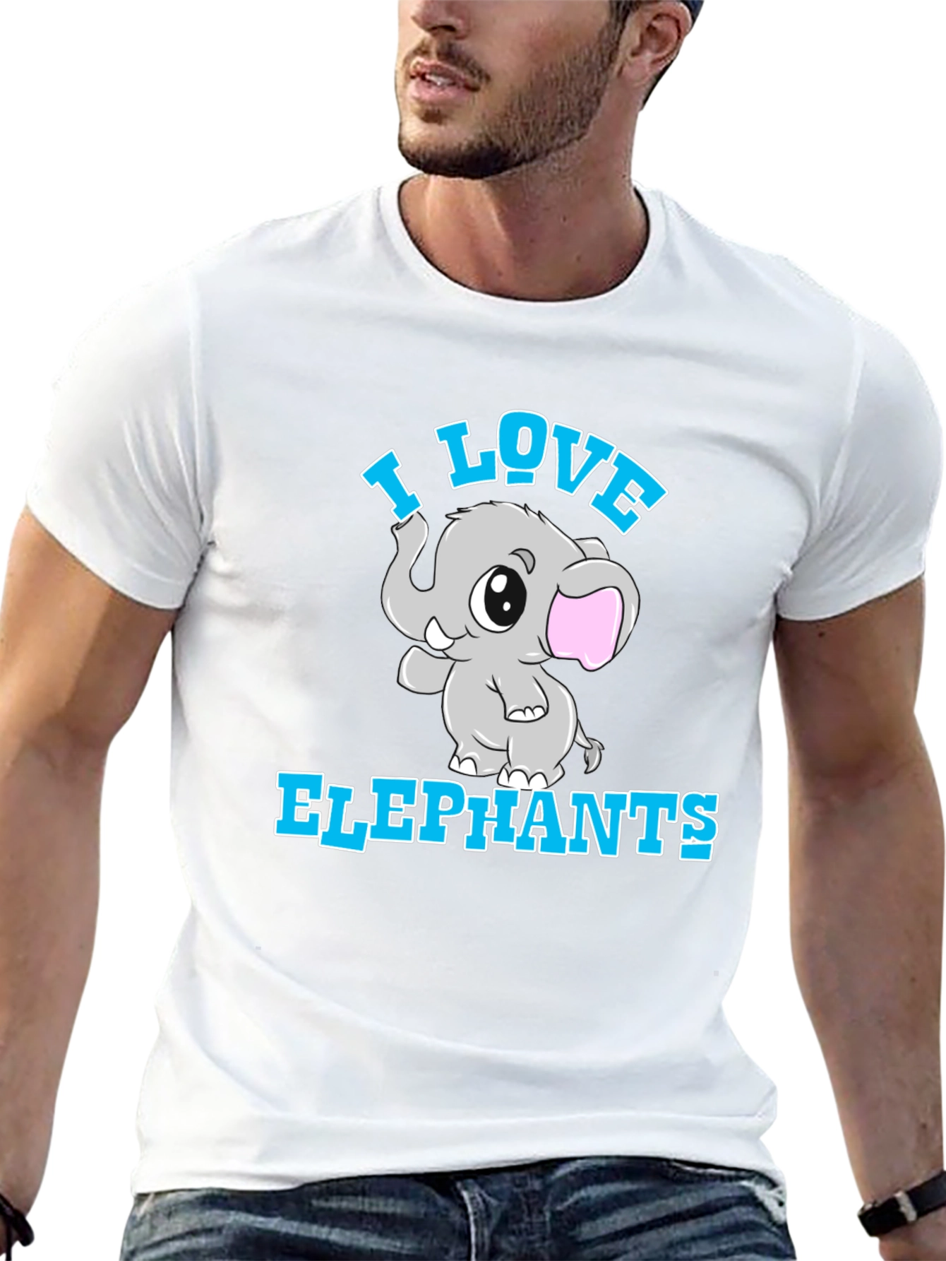 I Love Elephants Black T-Shirt