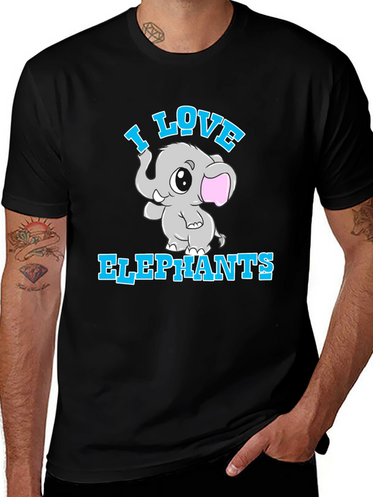 I Love Elephants Black T-Shirt