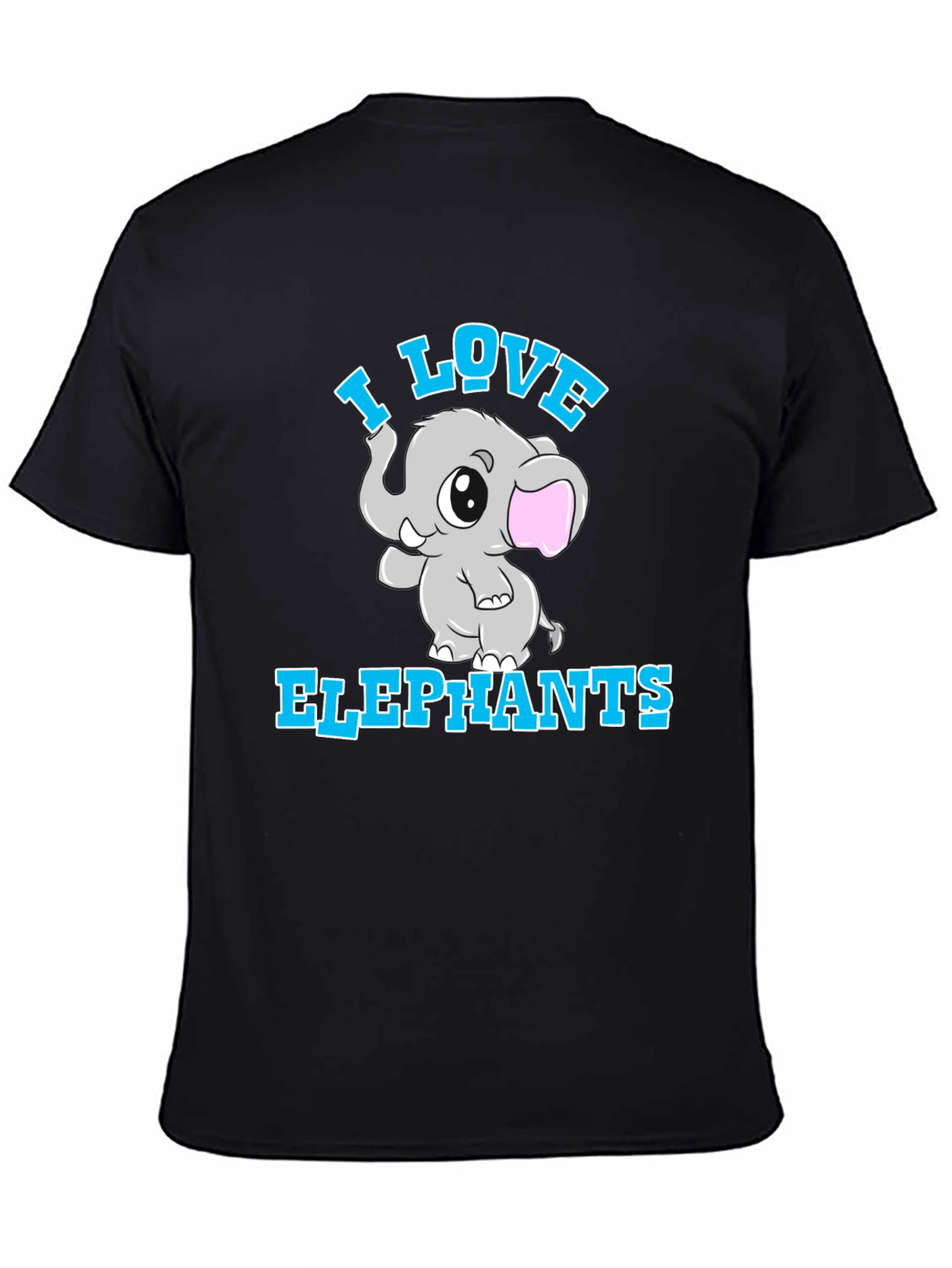 I Love Elephants Black T-Shirt
