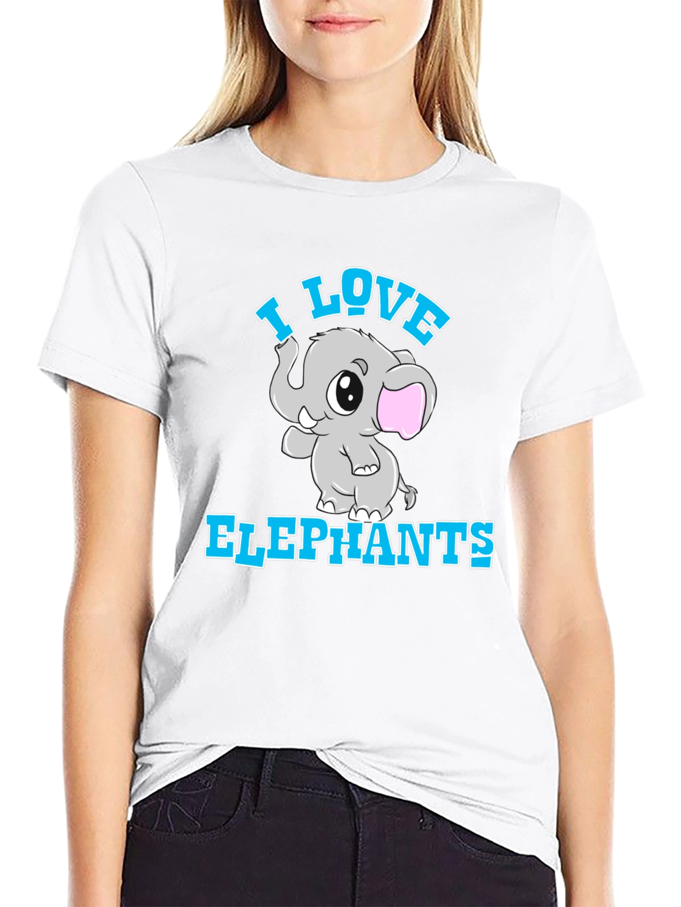 I Love Elephants Black T-Shirt