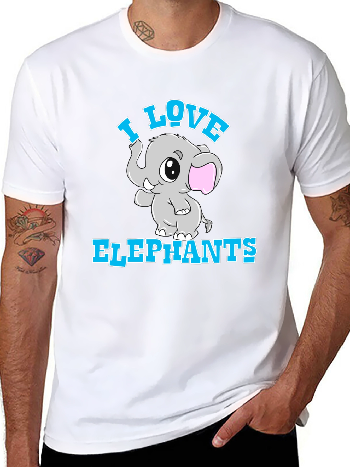 I Love Elephants Black T-Shirt