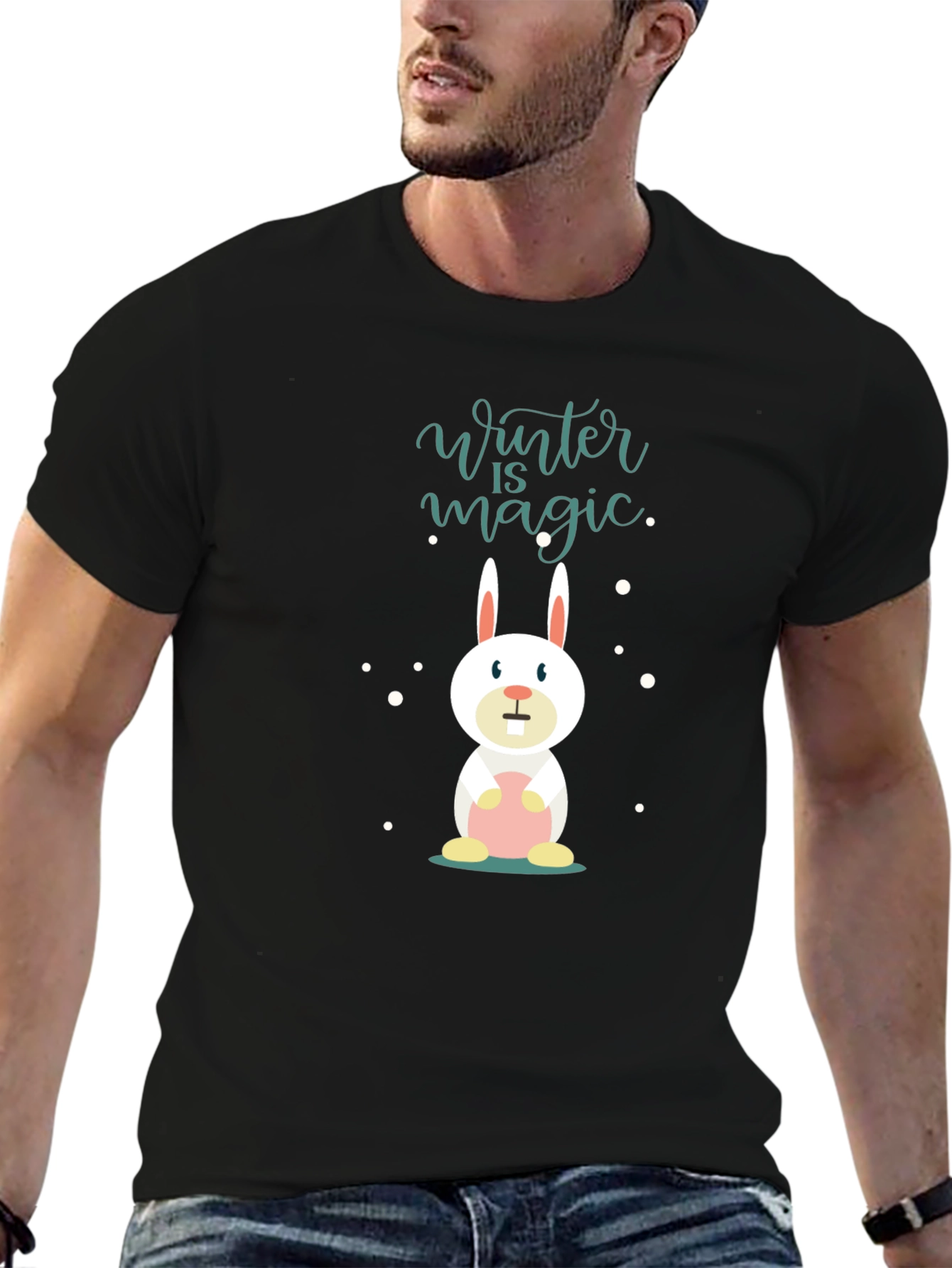 Winter Magic Bunny T-Shirt - Black