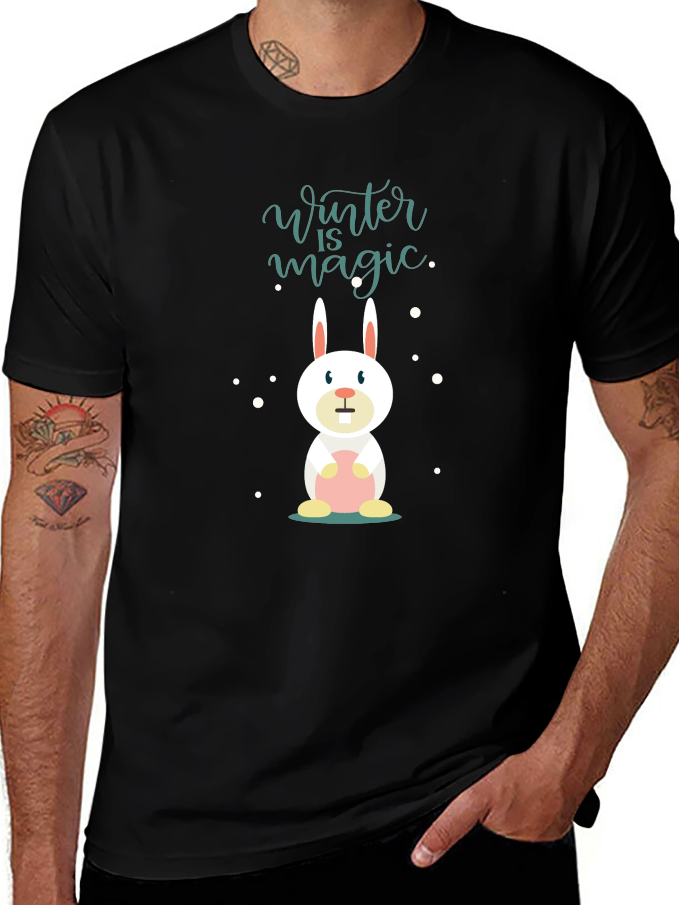 Winter Magic Bunny T-Shirt - Black
