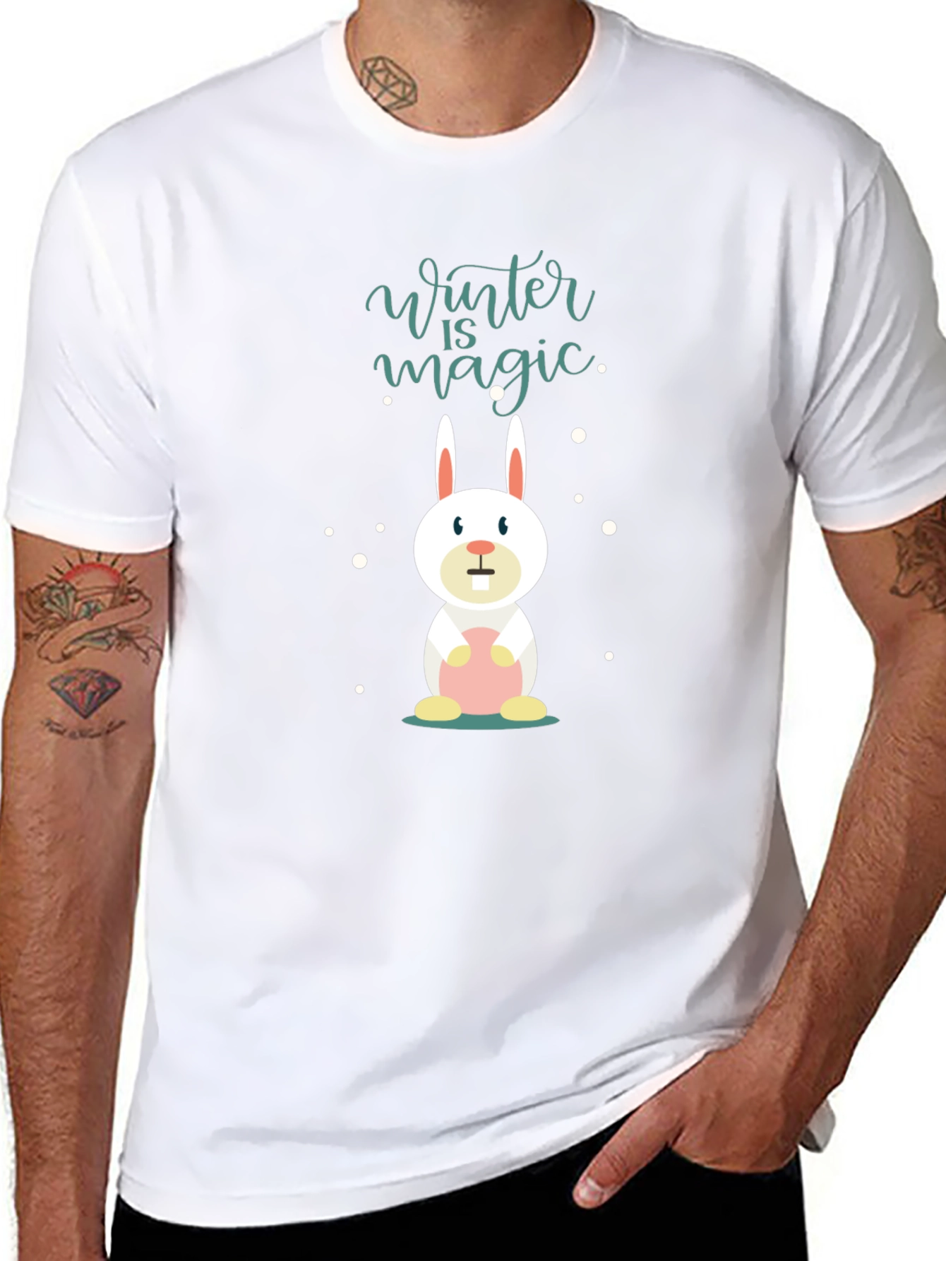 Winter Magic Bunny T-Shirt - Black