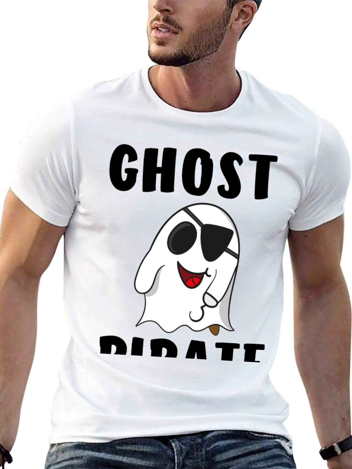 Ghost Pirate Graphic T-Shirt - Black Cotton Tee