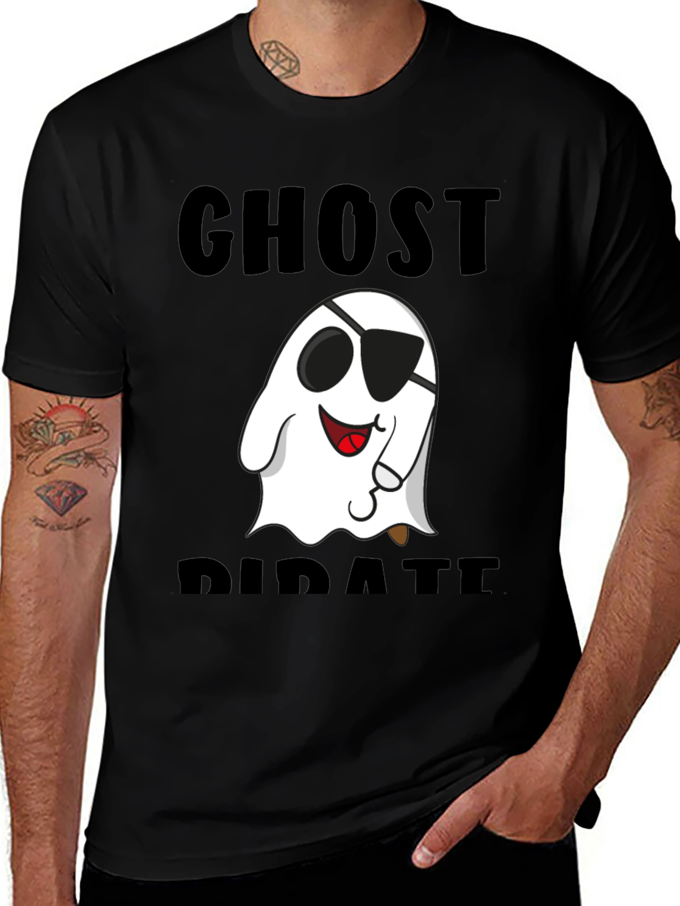 Ghost Pirate Graphic T-Shirt - Black Cotton Tee