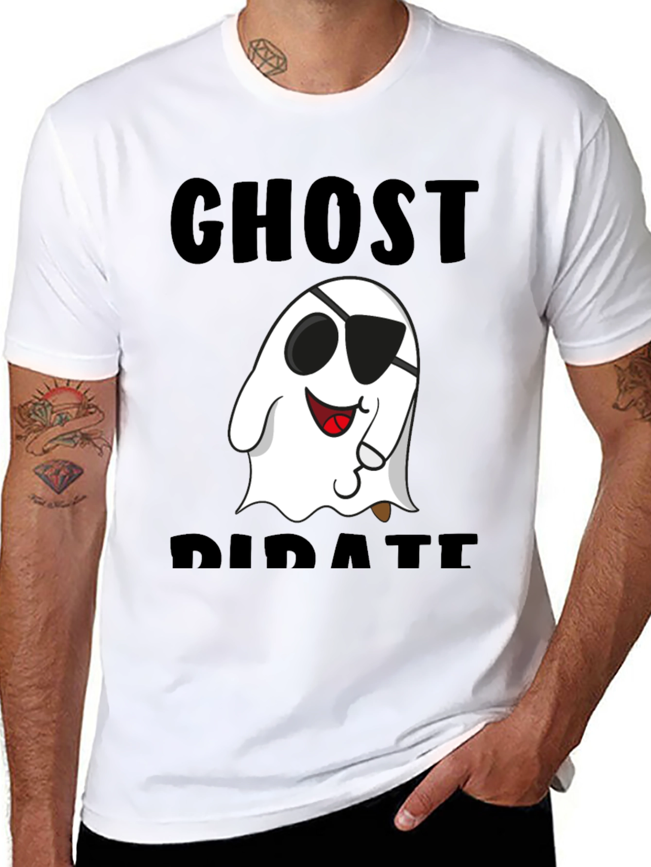 Ghost Pirate Graphic T-Shirt - Black Cotton Tee