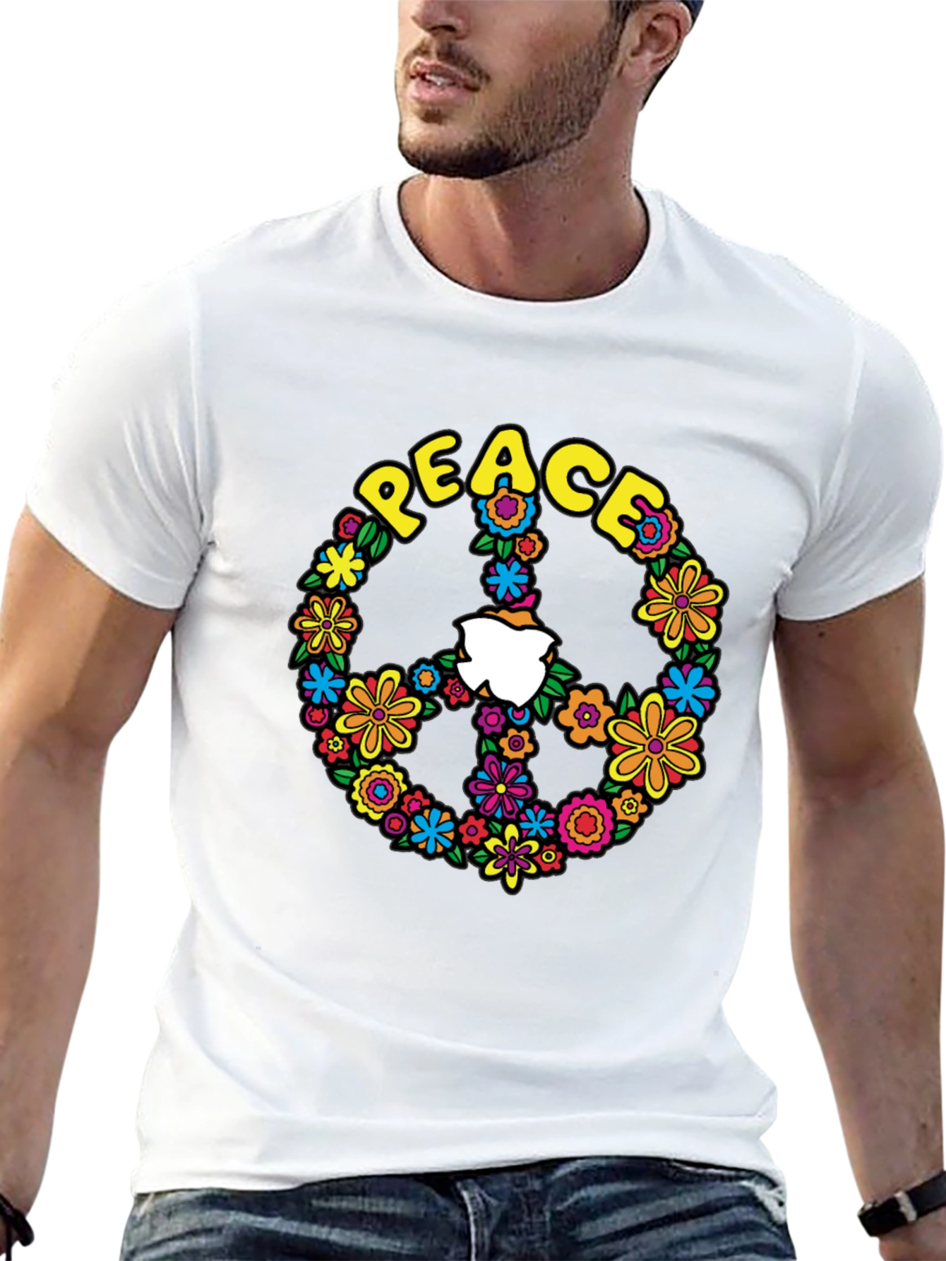 Peace Sign Floral Graphic T-Shirt