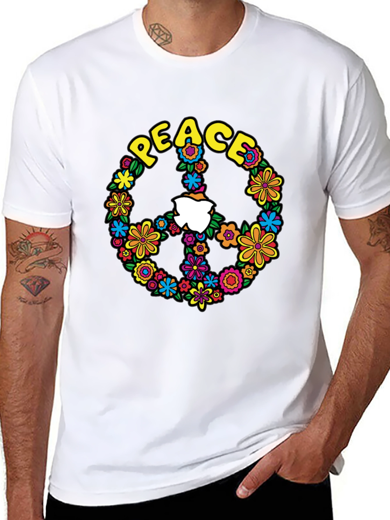 Peace Sign Floral Graphic T-Shirt