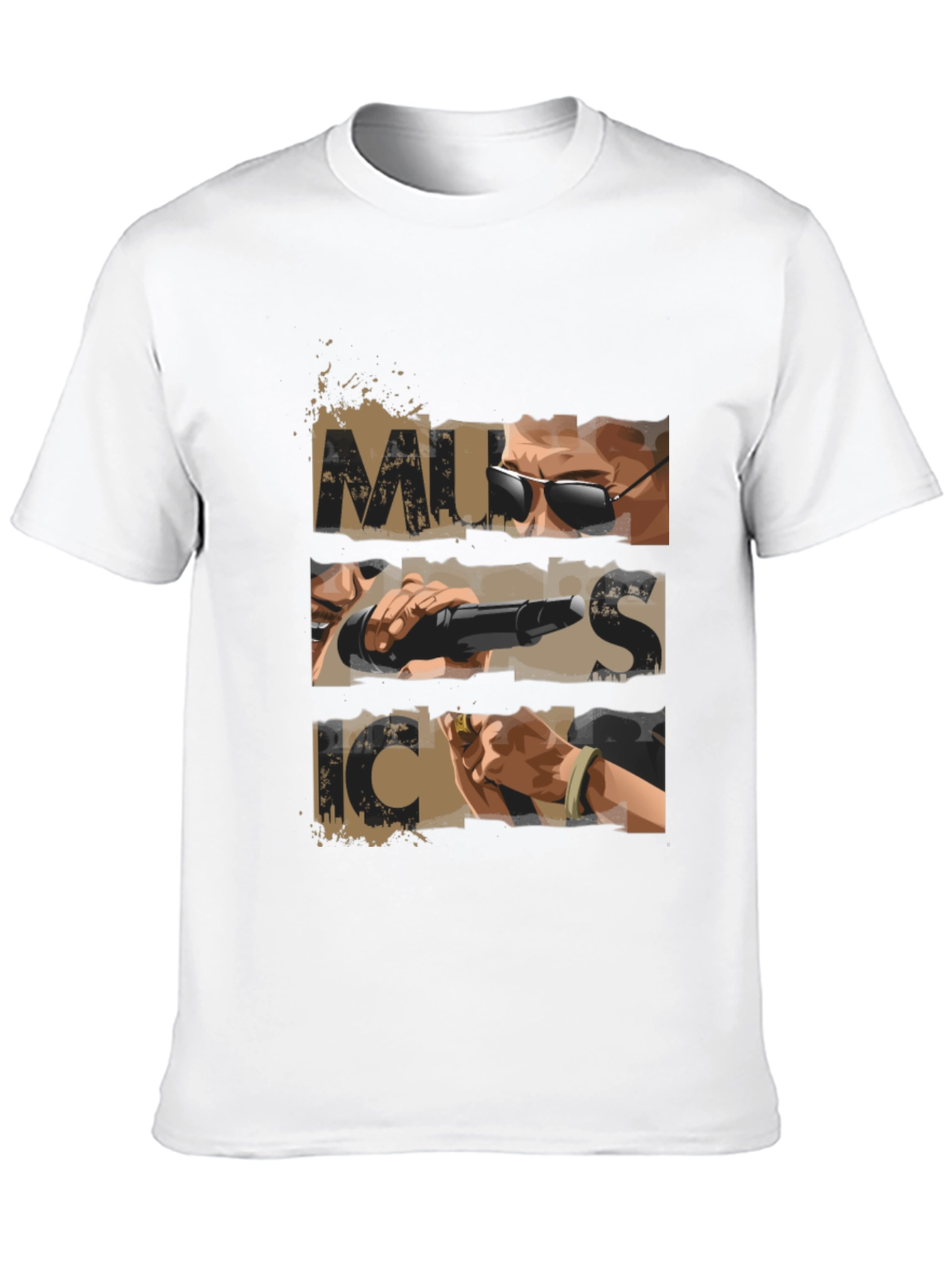 Music Graphic Print Mens Black T-shirt