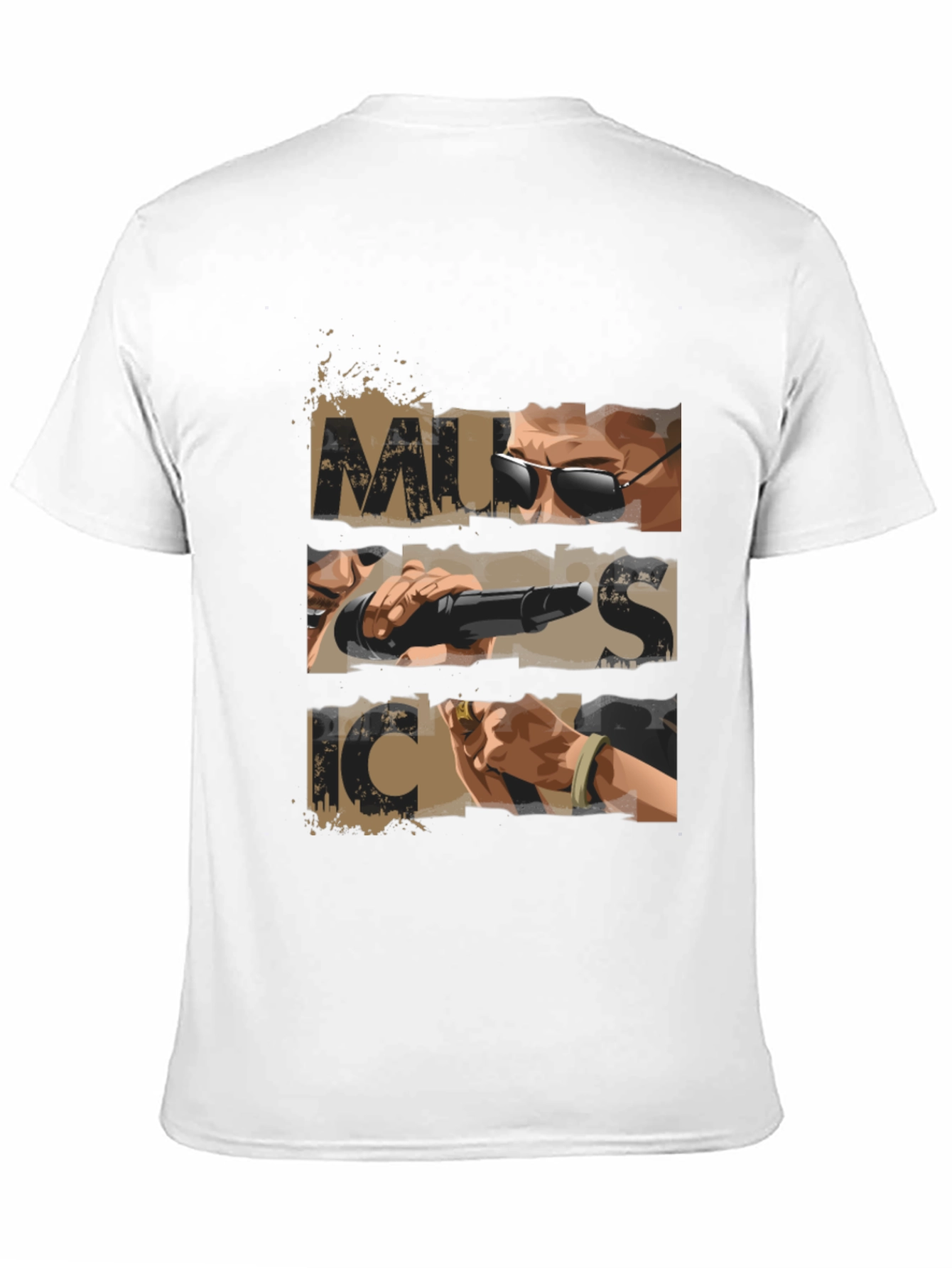 Music Graphic Print Mens Black T-shirt