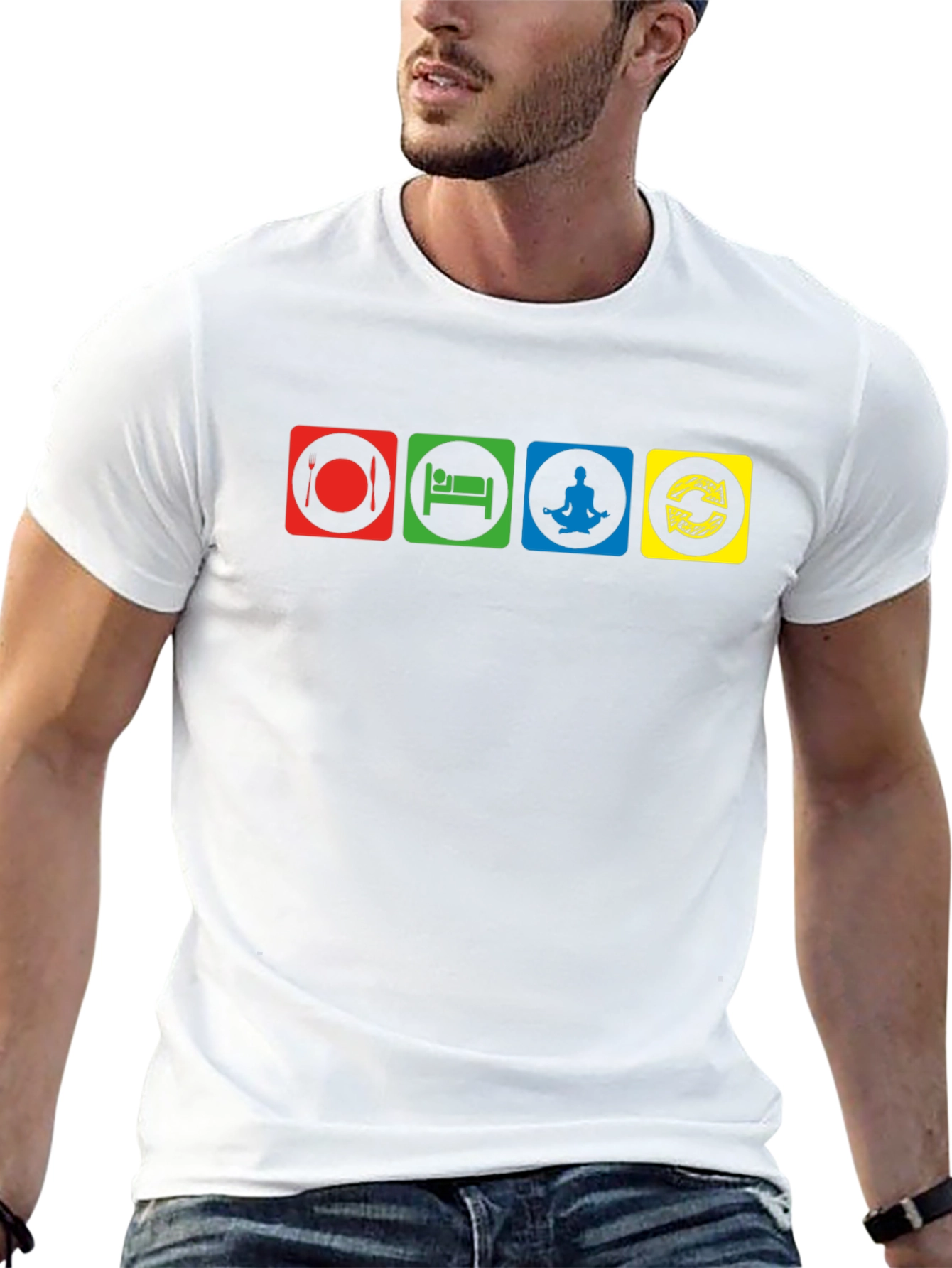 Eat Sleep Meditate Repeat Graphic T-Shirt