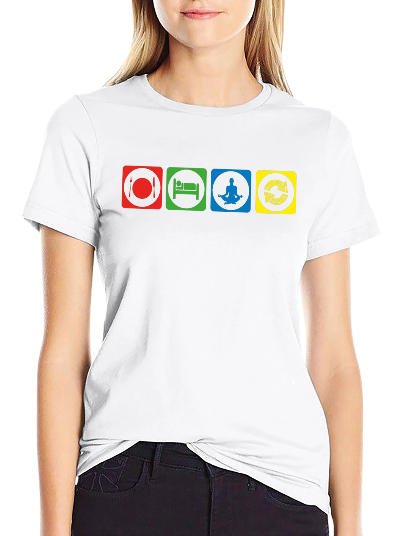 Eat Sleep Meditate Repeat Graphic T-Shirt