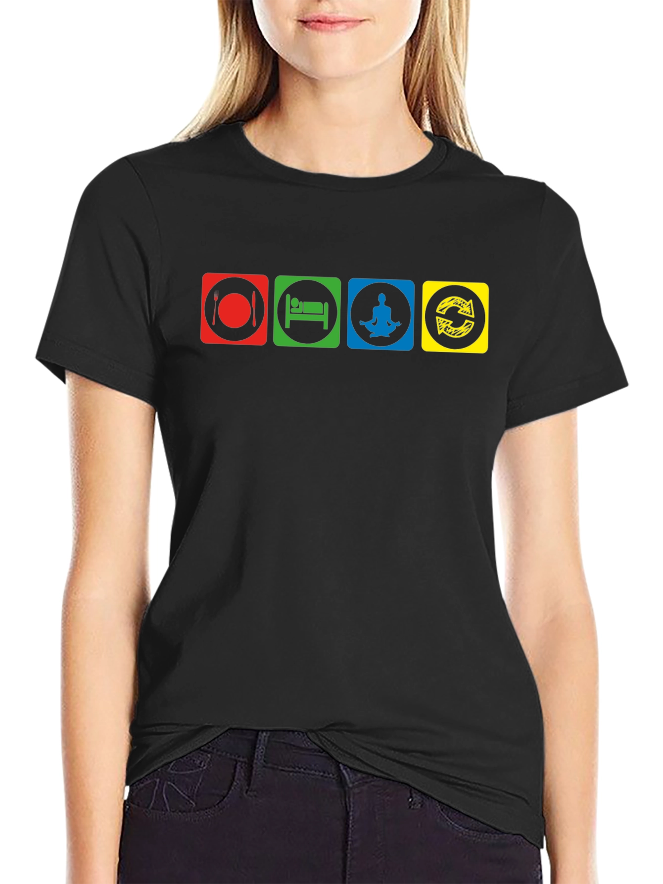 Eat Sleep Meditate Repeat Graphic T-Shirt