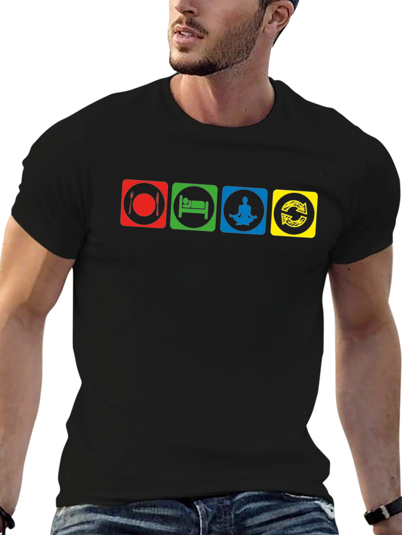 Eat Sleep Meditate Repeat Graphic T-Shirt